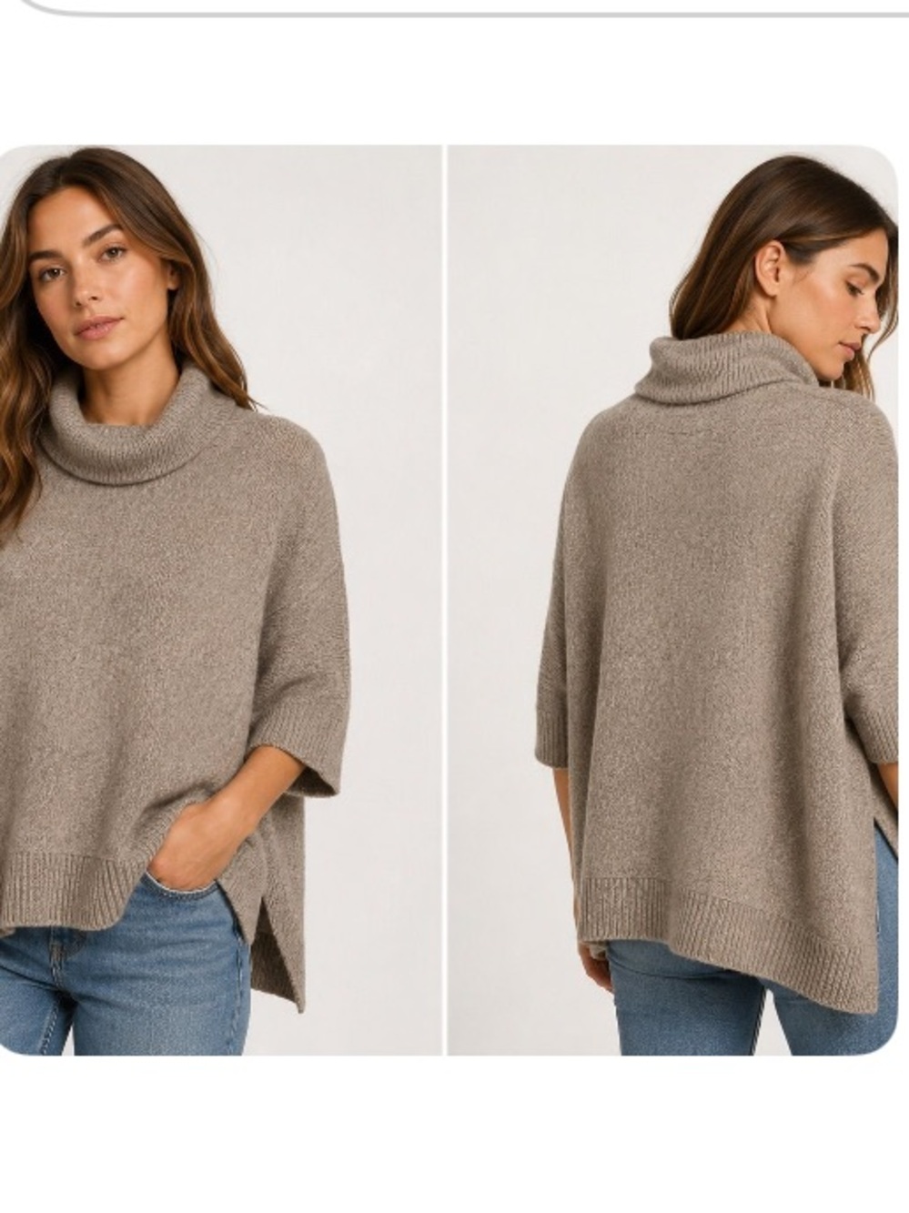 Beryll Oversized Cowl Neck Poncho Sweater